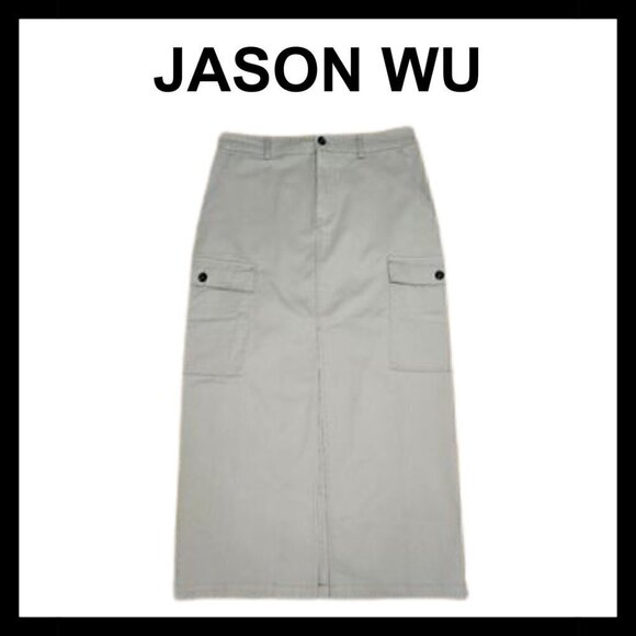 NWOT JASON WU Khaki front slit cargo midi skirt - Picture 1 of 11